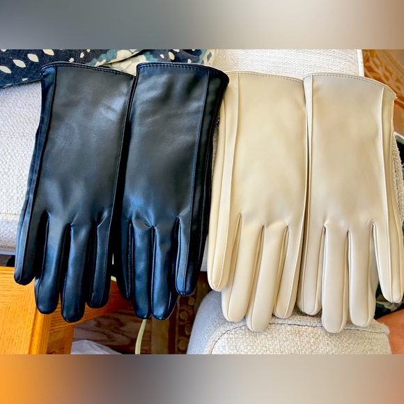 Two sets of faux leather unisex gloves, black and beige, size Medium never worn - Picture 2 of 16